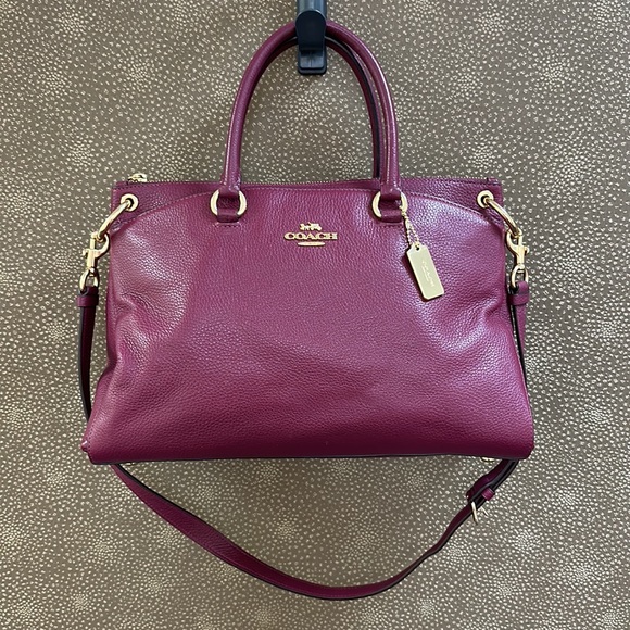 🔥🔥🔥Coach Purple Leather Top Handle Satchel Handbag Shoulder Bag - Picture 3 of 15